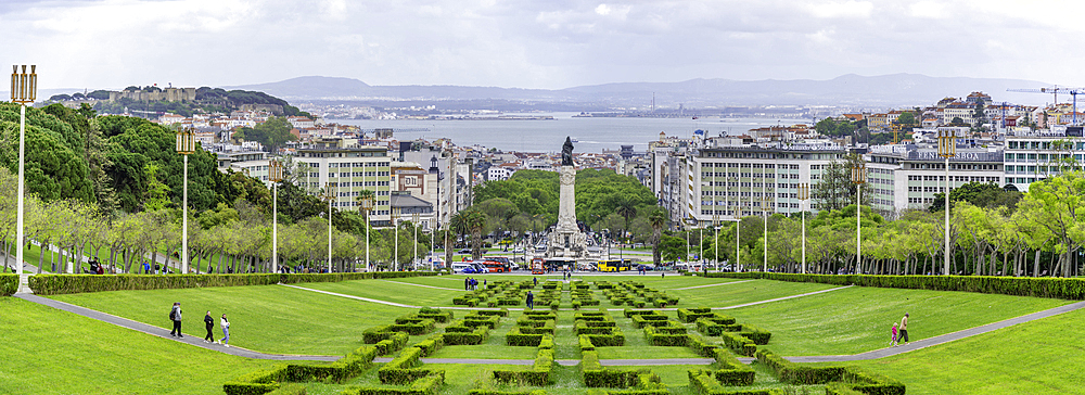 View of Parque Eduardo VII and Marques De Pombal, Lisbon, Portugal, Europe