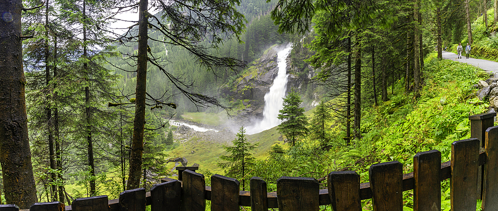 View of Krimml Waterfalls during summer, Krimml Waterfalls, Hohe Tauern National Park, Salzburger Land, Austria, Europe