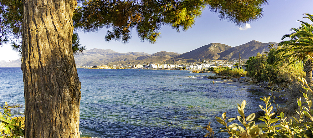 View of coastline in Limenas Chersonisou, Crete, Greek Islands, Greece, Europe