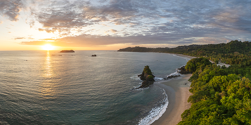 Aerial view of Manuel Antonio Beach, Manuel Antonio National Park, Puntarenas Province, Costa Rica, Central America