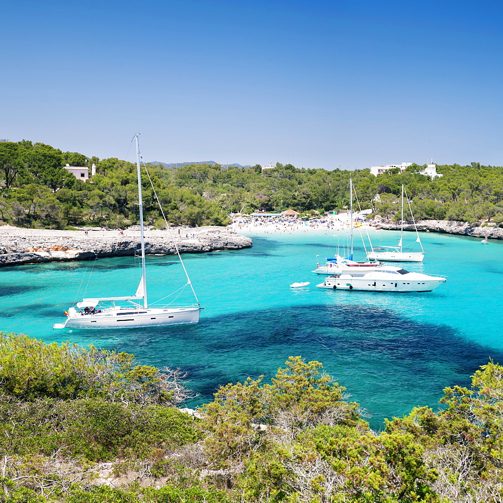 Cala Mondrago Bay, Parc Natural Mondrago, near Porto Pedro, Majorca (Mallorca), Balearic Islands (Islas Baleares), Spain, Mediterranean, Europe