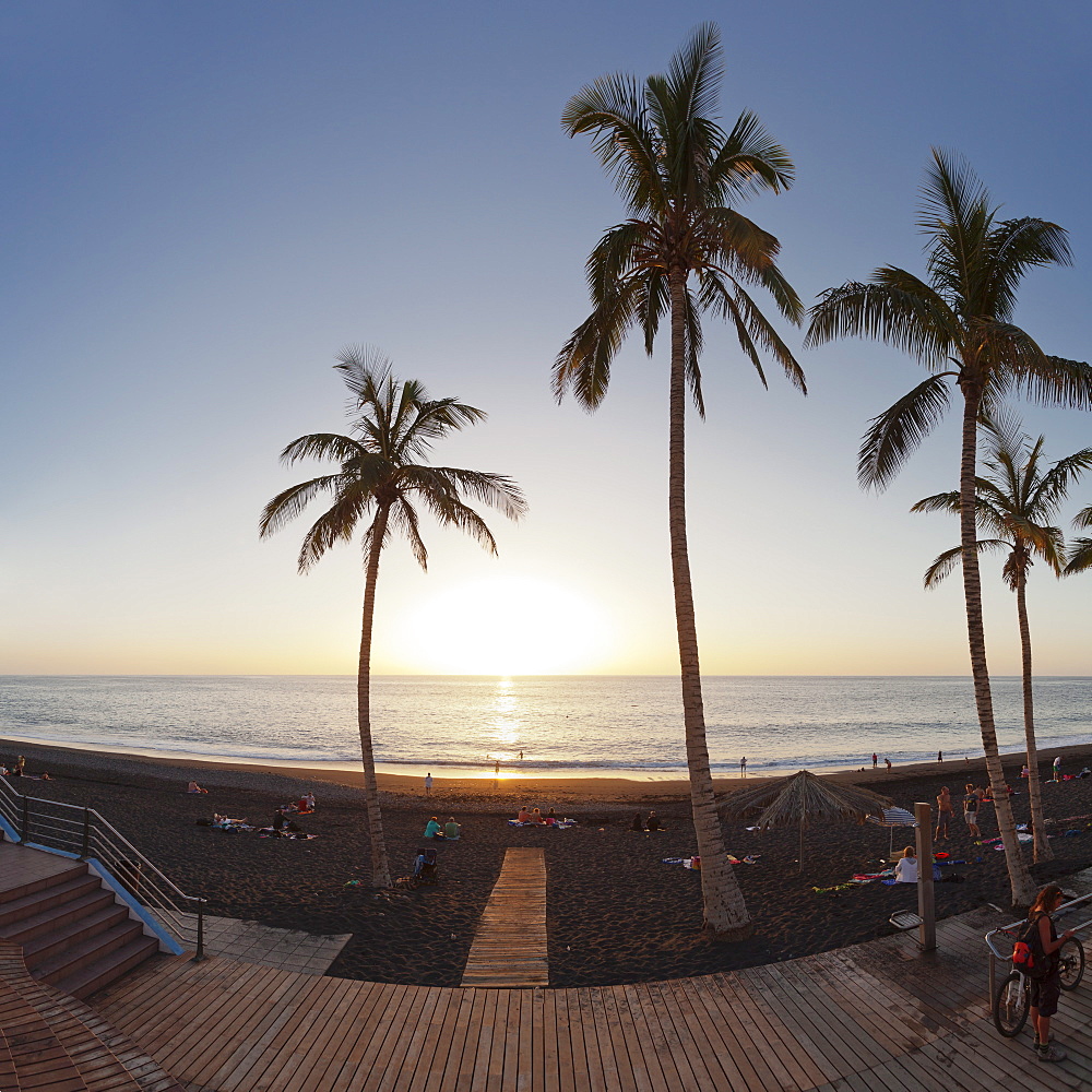 Beach of Puerto Naos at sunset, La Palma, Canary Islands, Spain, Europe