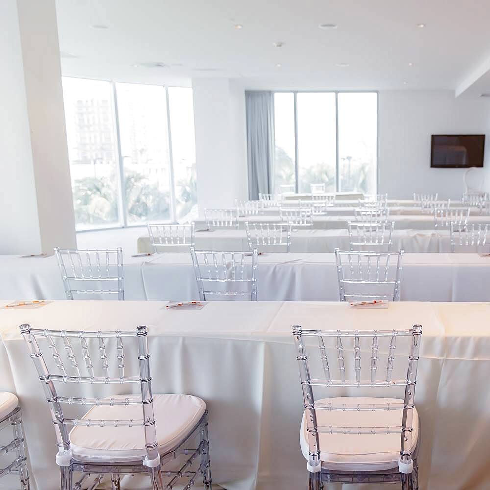 Empty tables in conference room