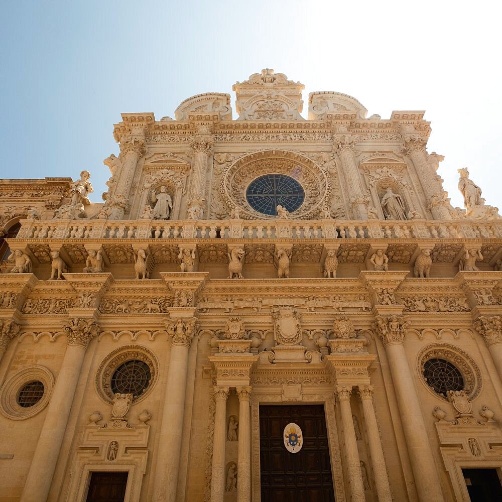 Italy, Apulia, Lecce, Facade of basilica