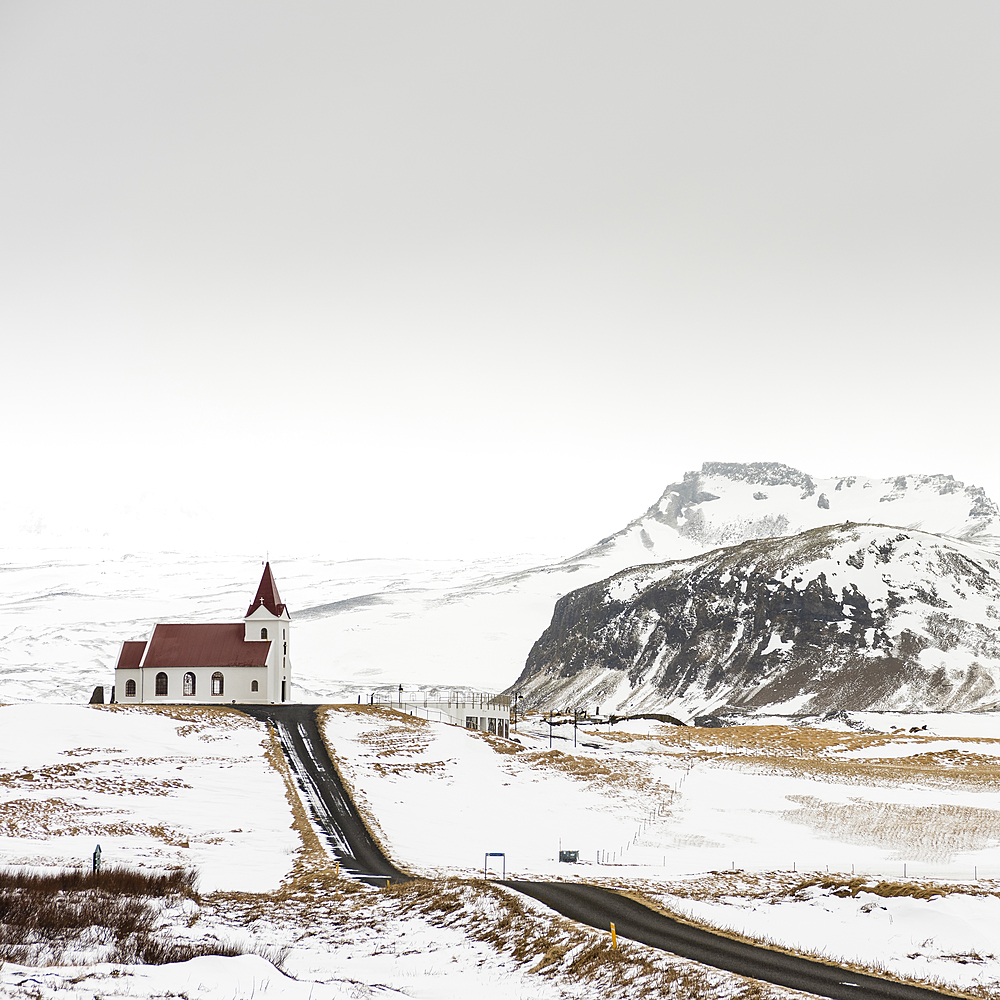 Ingjaldsholskirkja church, near Hallissandur, Snaefellsnes, Iceland, Polar Regions