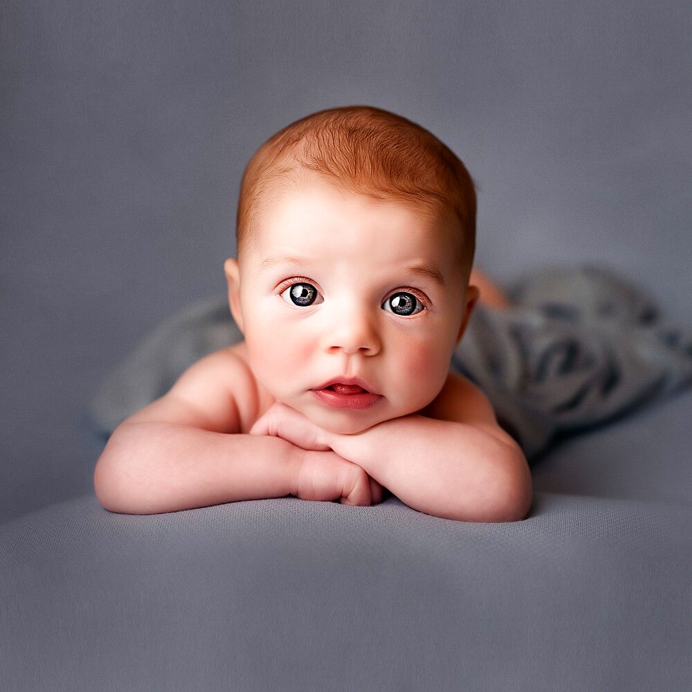 Portrait of a baby, studio shot, United Kingdom, Europe