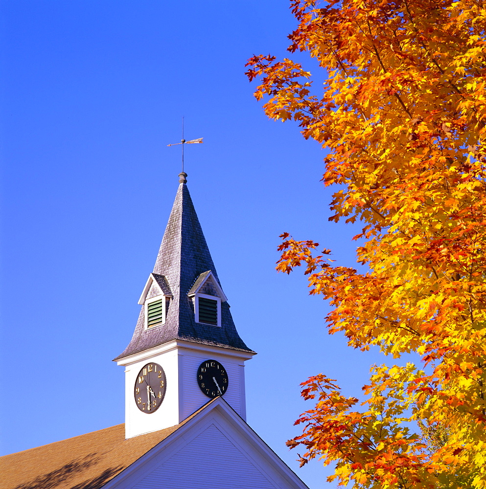 Spire of Sugar Hill Meeting House, New Hampshire, New England, USA, North America