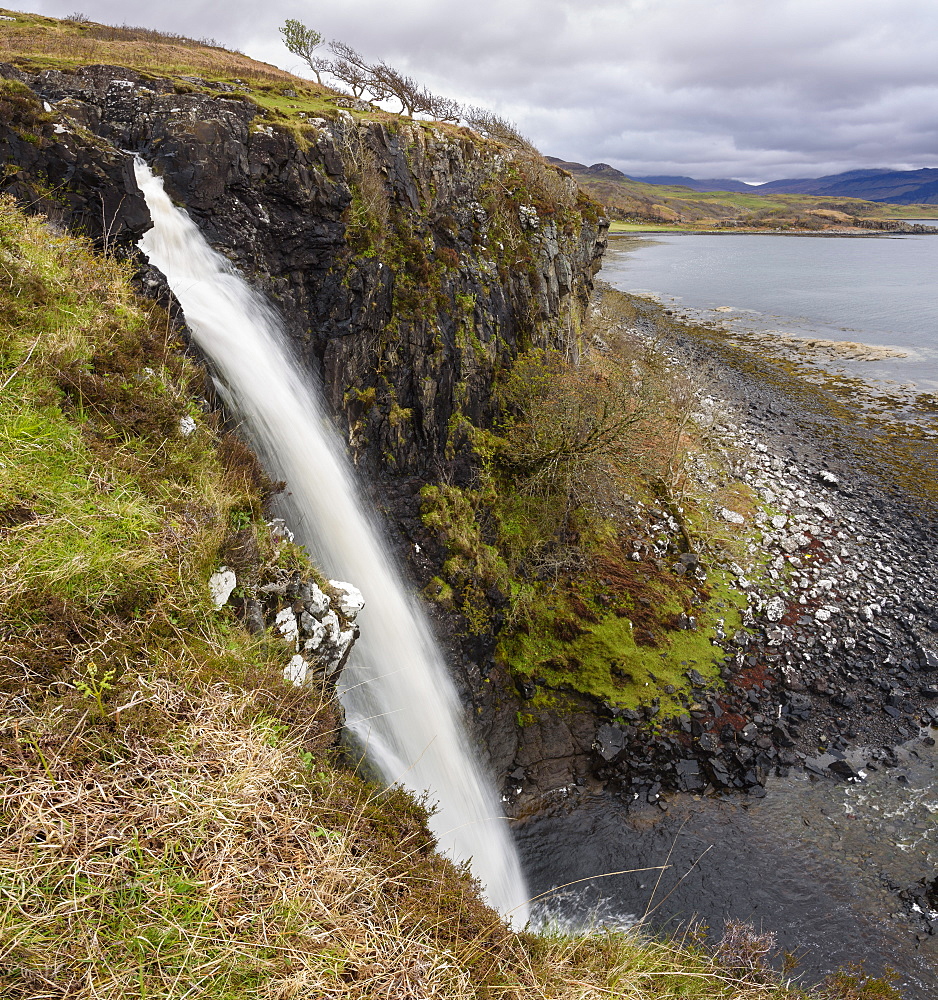 Eas Fors waterfall, near Ulva Ferry, Isle of Mull, Inner Hebrides, Argyll and Bute, Scotland, United Kingdom, Europe