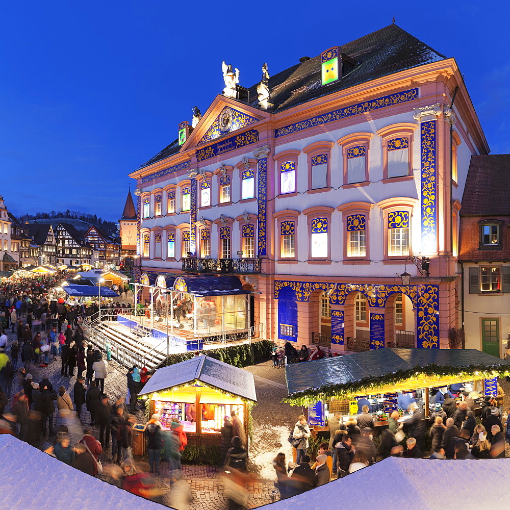 Christmas Market, dusk, Gengenbach, Black Forest, Baden-Württemberg, Germany, Europe