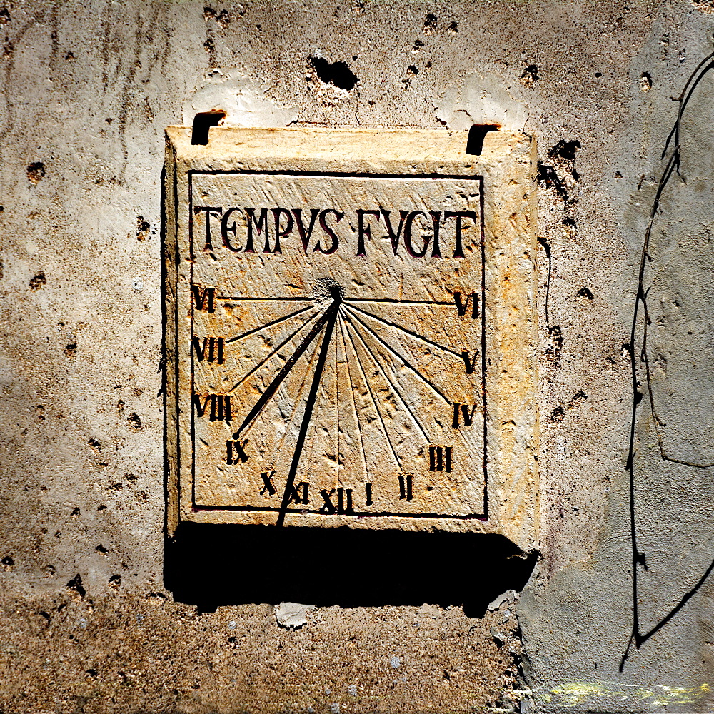 Sundial on a wall, France, Europe