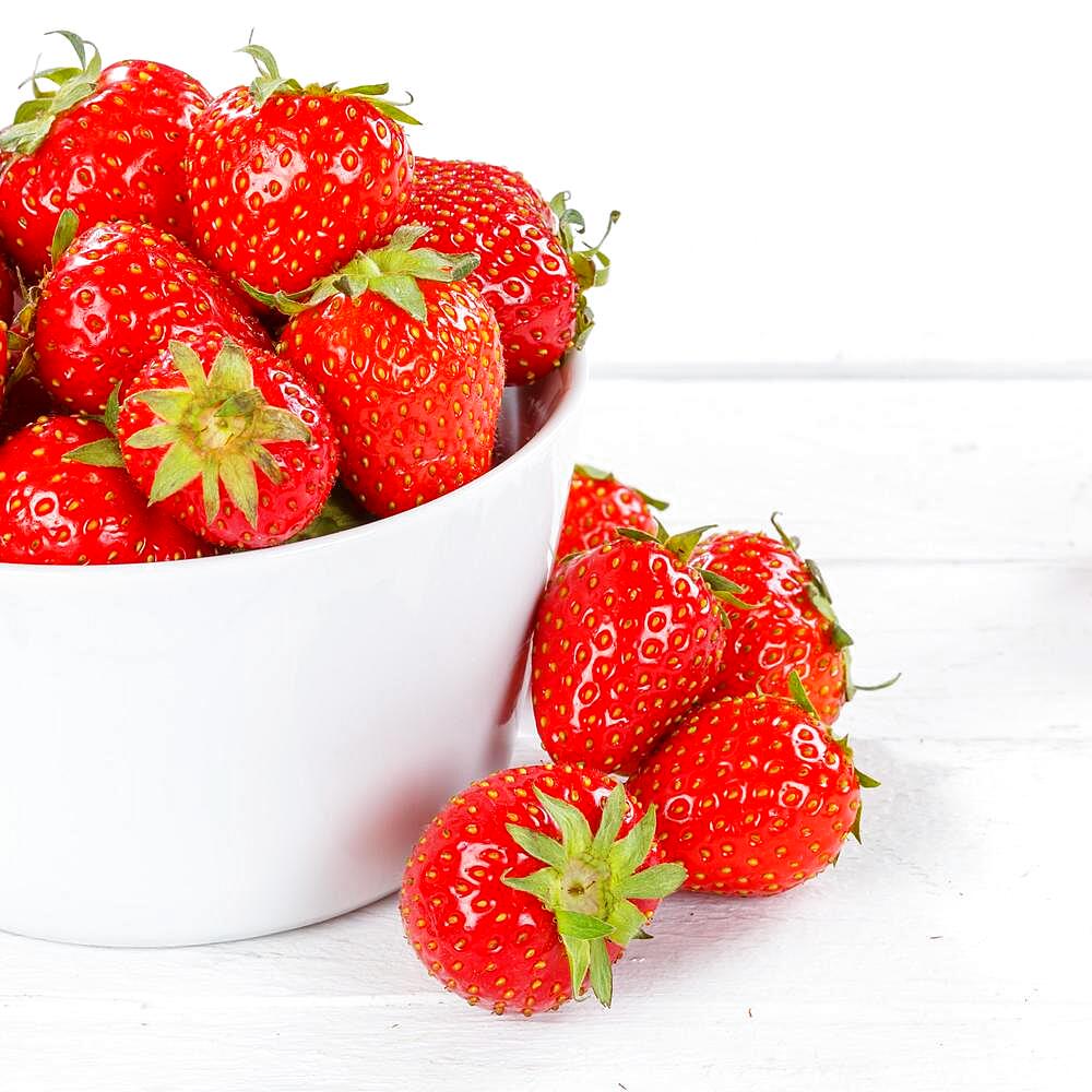 Strawberries Berries Fruits Strawberry Berry Fruit Bowl on Wooden Board Square, Germany, Europe