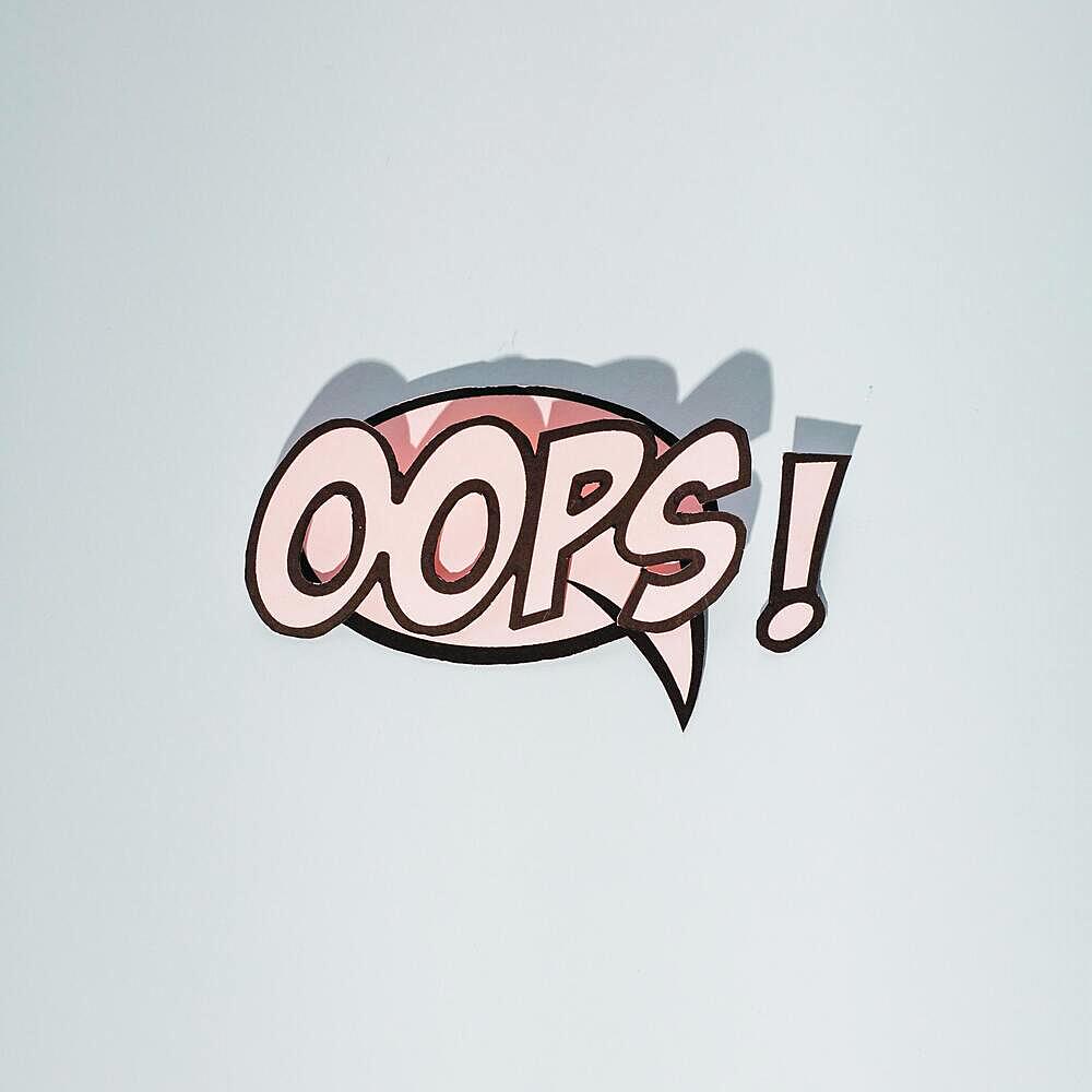 Oops message comic bubble speech cartoon expression illustration gray background