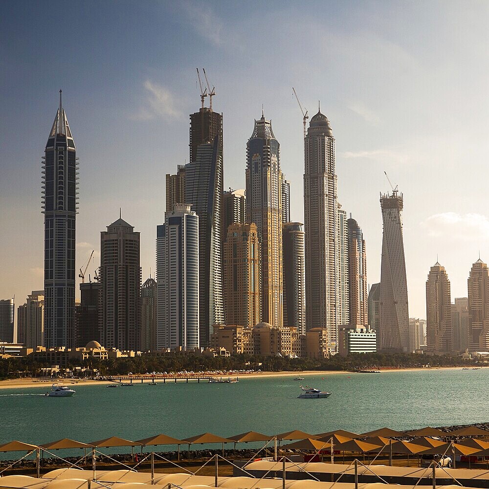 City panorama in Dubai in the Persian Gulf
