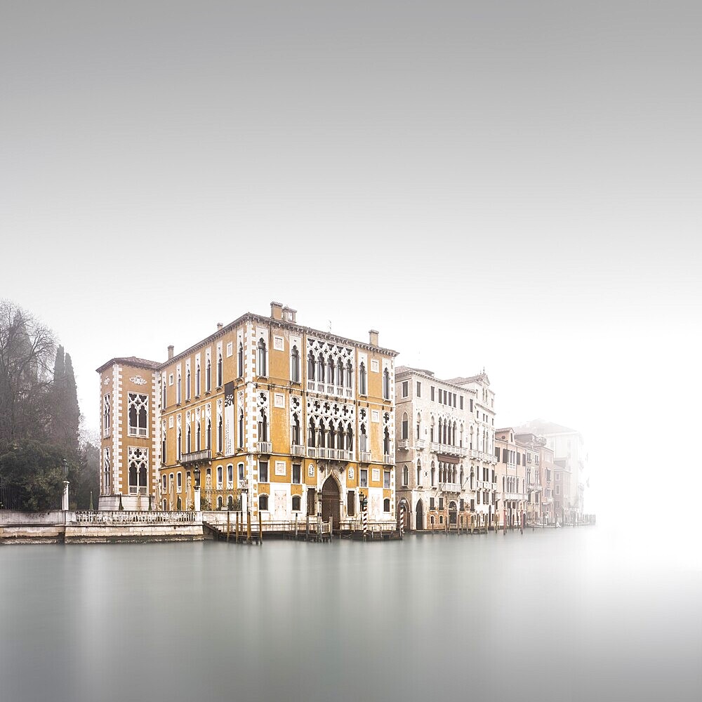 Long exposure of the Palazzo Cavalli-Franchetti at the Accademia on the Grand Canal in Venice, Italy