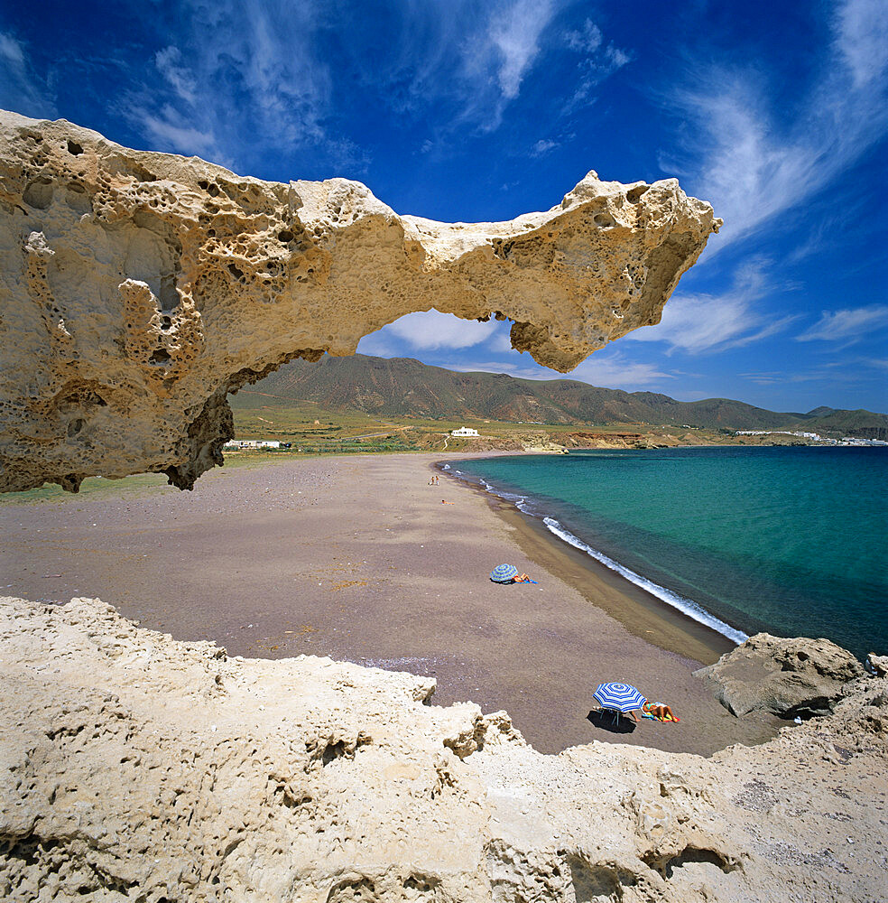 Beach scene, near San Jose, Cabo de Gata, Costa de Almeria, Andalucia, Spain, Europe