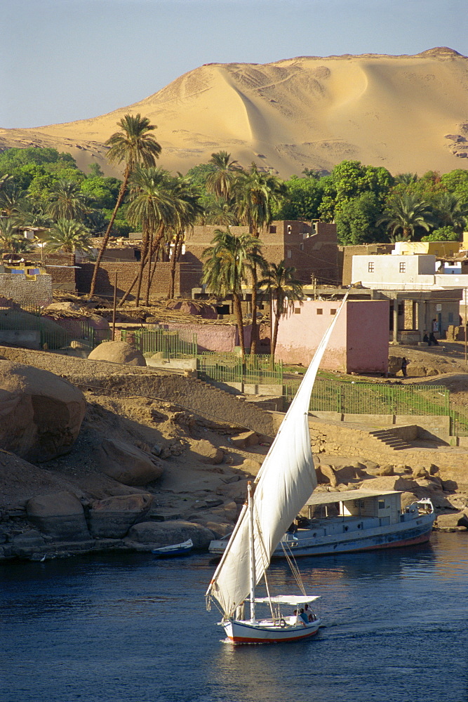 Elephantine Island from the Old Cataract Hotel, Aswan, Egypt, North Africa, Africa