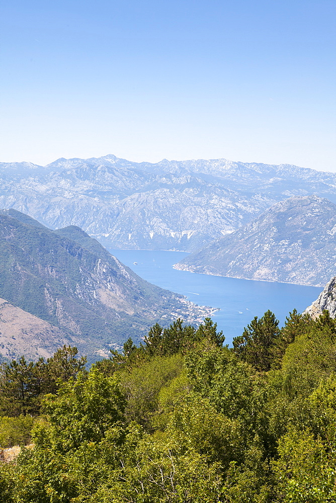 Views of the Bay of Kotor, UNESCO World Heritage Site, just outside of Lovcen Nation Park, Njegusi, Montenegro, Europe