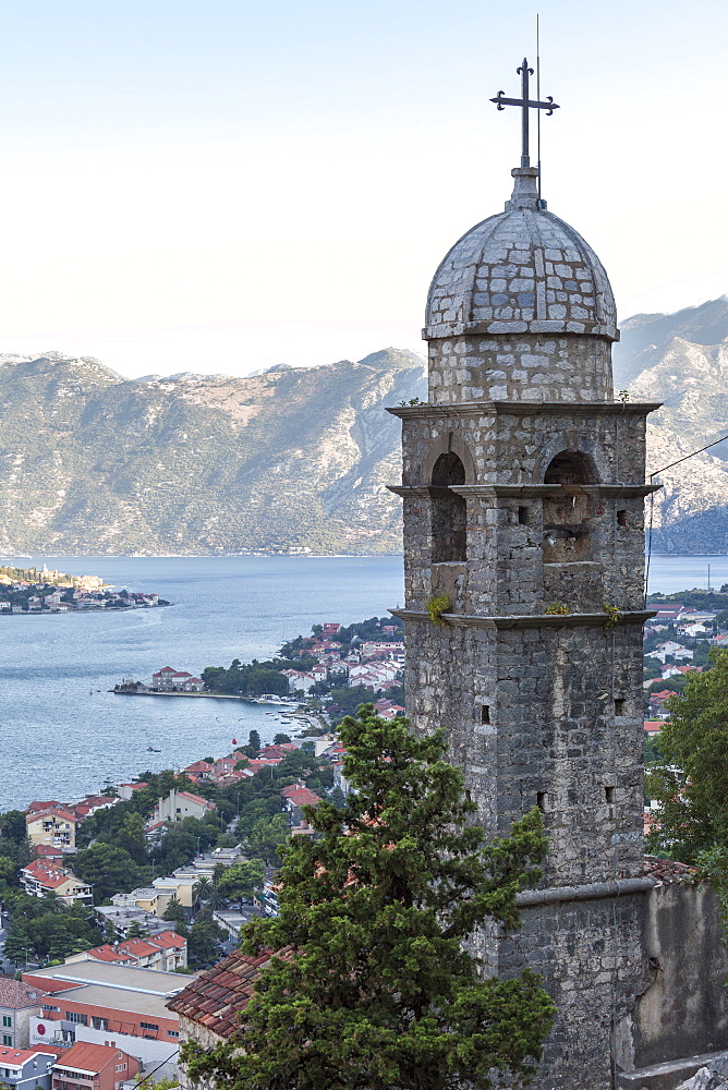 Kotor Old Town at dawn with the Church of Our Lady of Remedy in the foreground, Kotor, UNESCO World Heritage Site, Montenegro, Europe