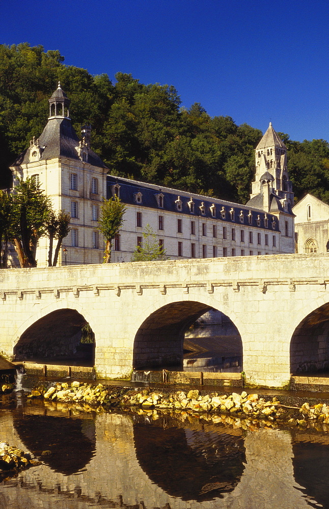 Bridge and Medieval Monastery, Brantome, Dordogne, France