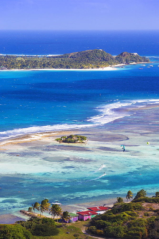 View towards Palm Island, Union Island, The Grenadines, St. Vincent and The Grenadines, West Indies, Caribbean, Central AmericaIsland