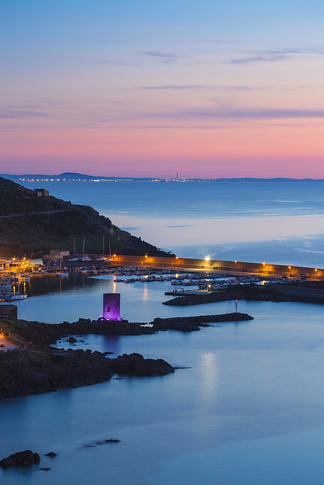 View towards marina, Castelsardo, Sassari Province, Sardinia, Italy, Mediterranean, Europe