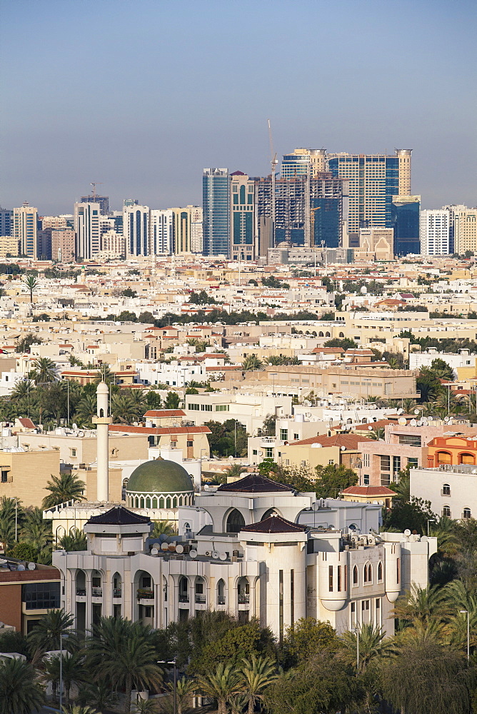 View of city skyline, Abu Dhabi, United Arab Emirates, Middle East