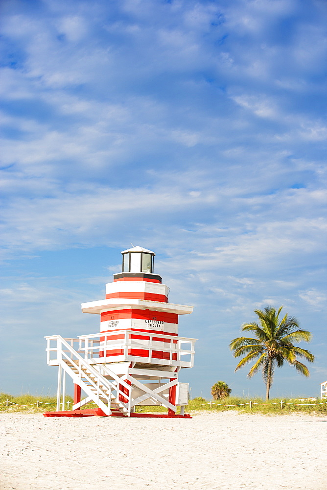 Life guard beach hut, South Beach, Miami Beach, Florida, United States of America, North America