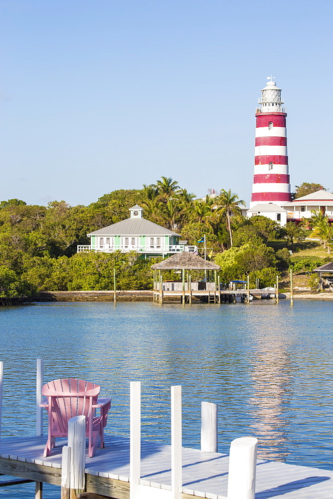 Elbow Reef Lighthouse, the last kerosene burning manned lighthouse in the world, Hope Town, Elbow Cay, Abaco Islands, Bahamas, West Indies, Central America