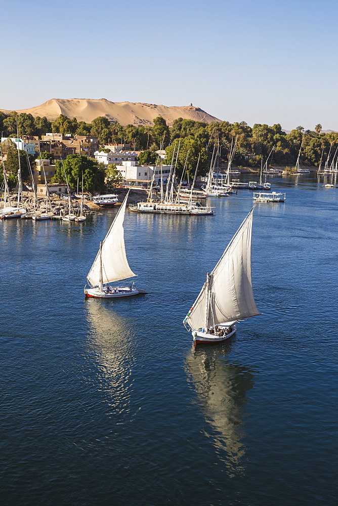 View of The River Nile and Nubian village on Elephantine Island, Aswan, Upper Egypt, Egypt, North Africa, Africa