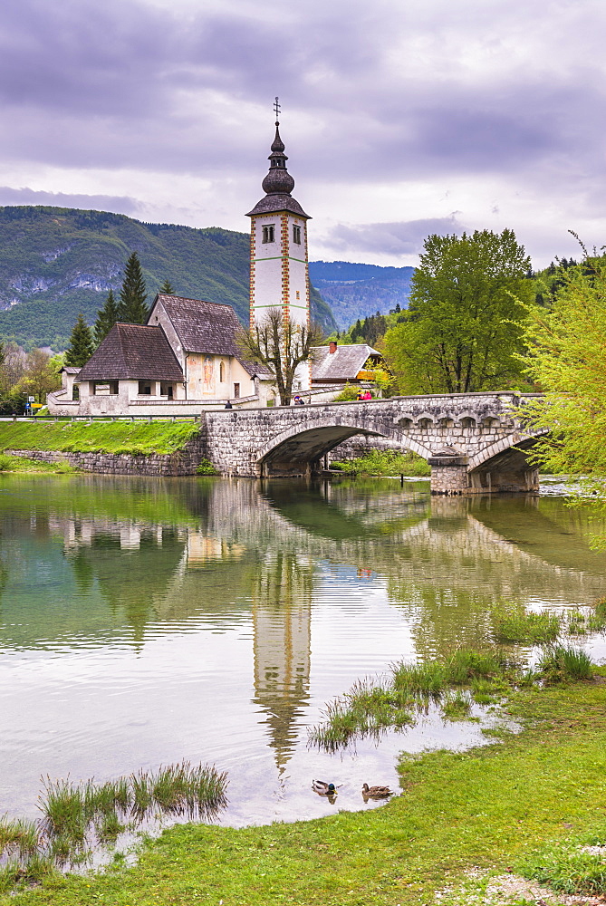 Church of St.John the Baptist (Sveti Duh church), Lake Bohinj, Triglav National Park, Julian Alps, Slovenia, Europe