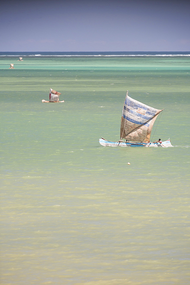 Pirogue, a traditional Madagascar sailing boat, Ifaty Beach, Madagascar, Africa