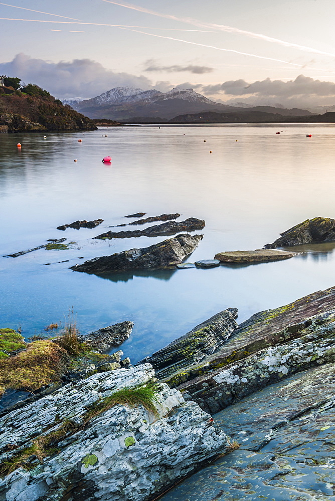 Borth Y Gest Beach at sunrise, Snowdonia National Park, Gwynedd, North Wales, Wales, United Kingdom, Europe