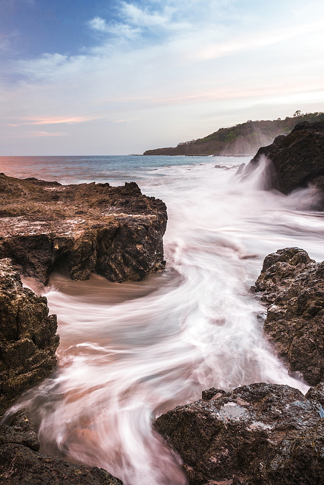 Montezuma Beach at sunset, Nicoya Peninsula, Puntarenas, Costa Rica, Central America