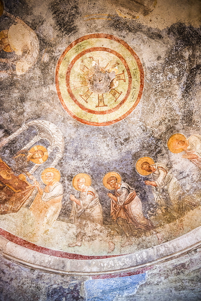 Fresco at ruins of St. Nicholas Church, Myra, Demre, Antalya Province, Lycia, Anatolia, Mediterranean Coast, Turkey, Asia Minor, Eurasia