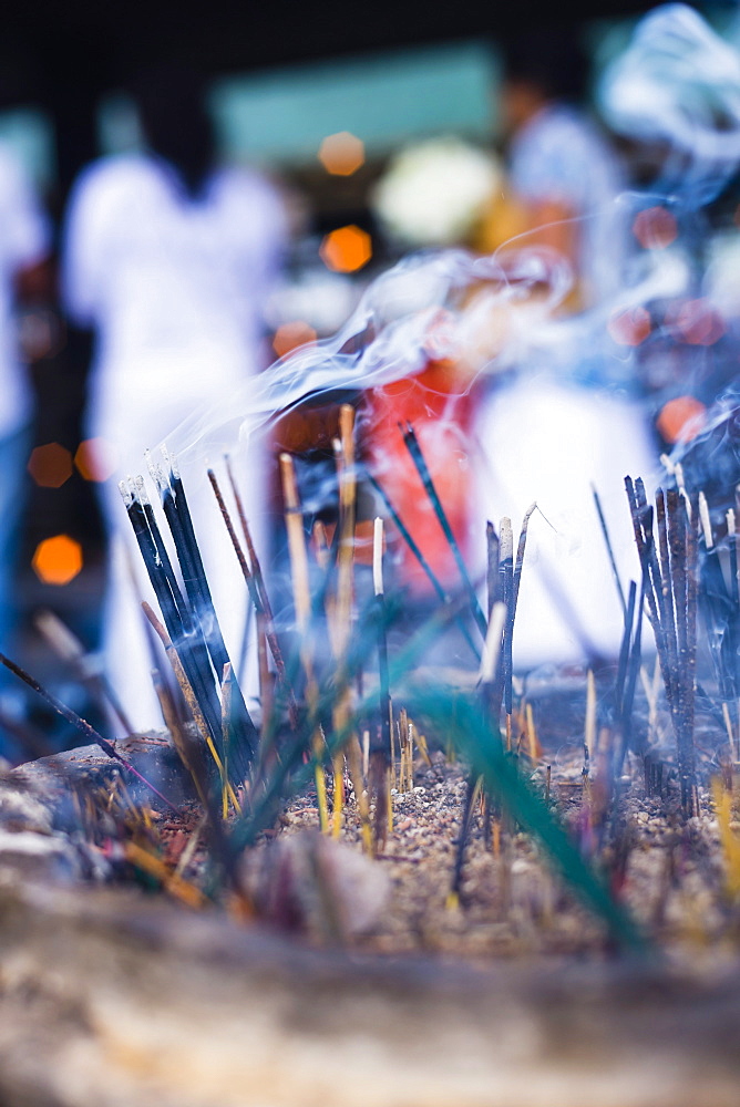 Incense at Sri Maha Bodhi, Mahavihara (The Great Monastery), Anuradhapura, Sri Lanka, Asia