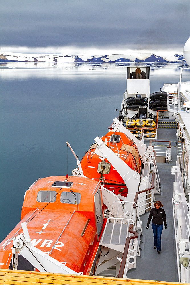 The Lindblad Expedition ship National Geographic Explorer in the Svalbard Archipelago, Norway.