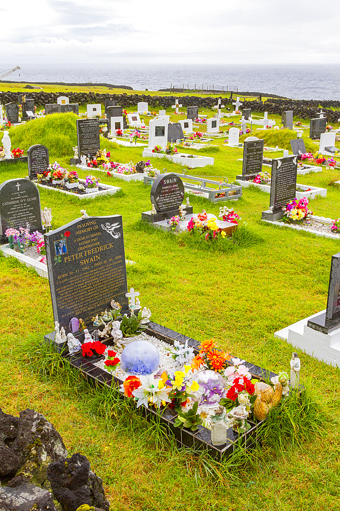 View of the cemetery in Tristan da Cunha, the most remote inhabited location on Earth, Tristan da Cunha, South Atlantic Ocean