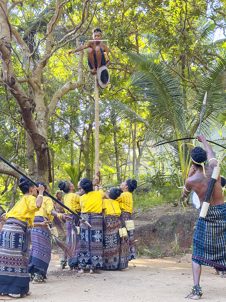Cultural performance in the village of Liangawo, on Flores Island, Lesser Sunda Islands, Indonesia.