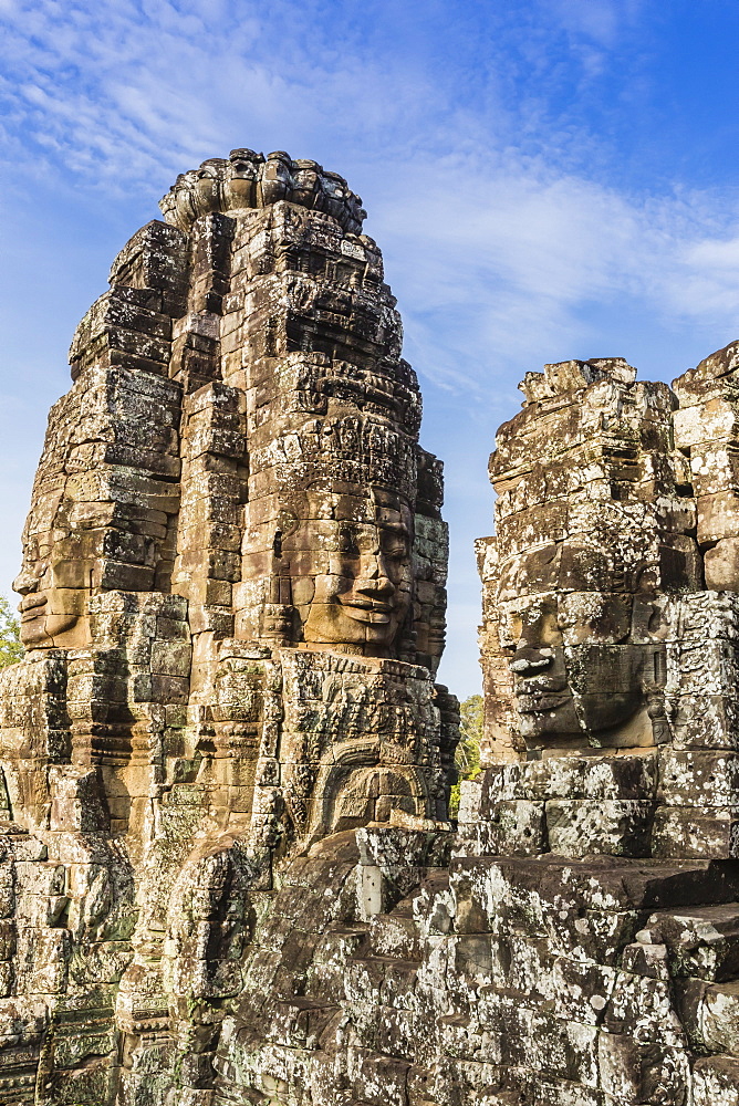 Face towers in Bayon Temple in Angkor Thom, Angkor, UNESCO World Heritage Site, Siem Reap Province, Cambodia, Indochina, Southeast Asia, Asia 