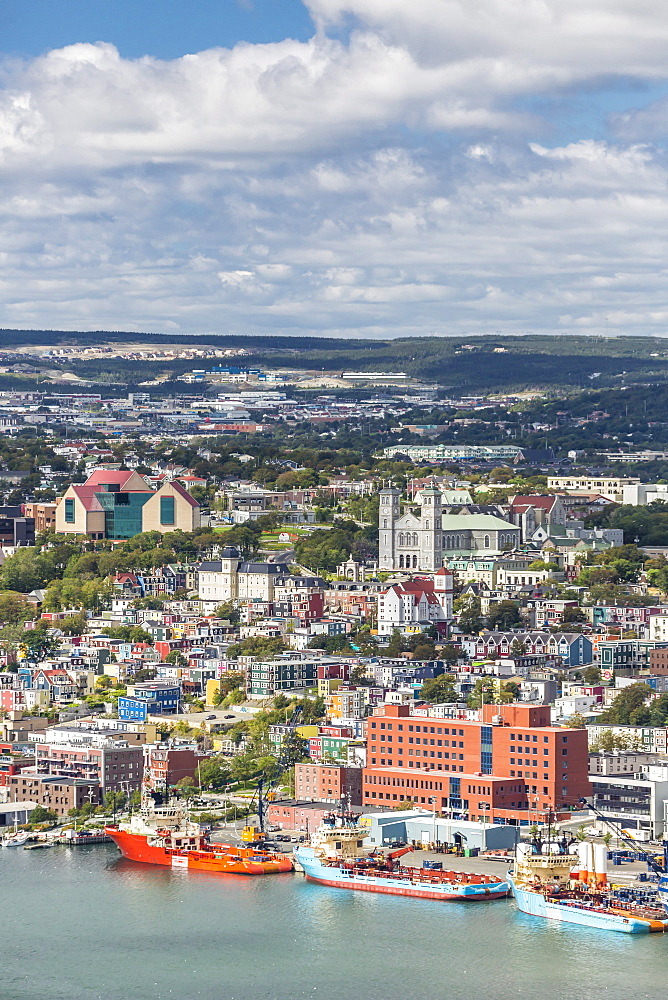 St. Johns Harbour and downtown area, St. John's, Newfoundland, Canada, North America