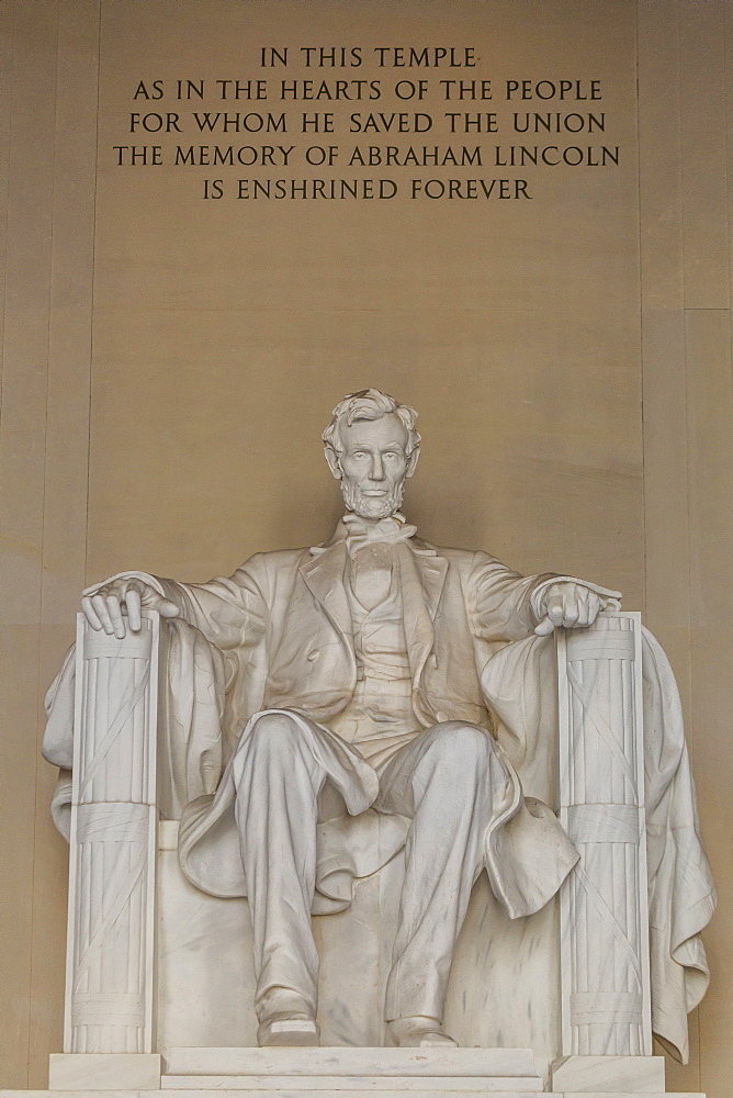 Interior view of the Lincoln Statue in the Lincoln Memorial, Washington D.C., United States of America, North America