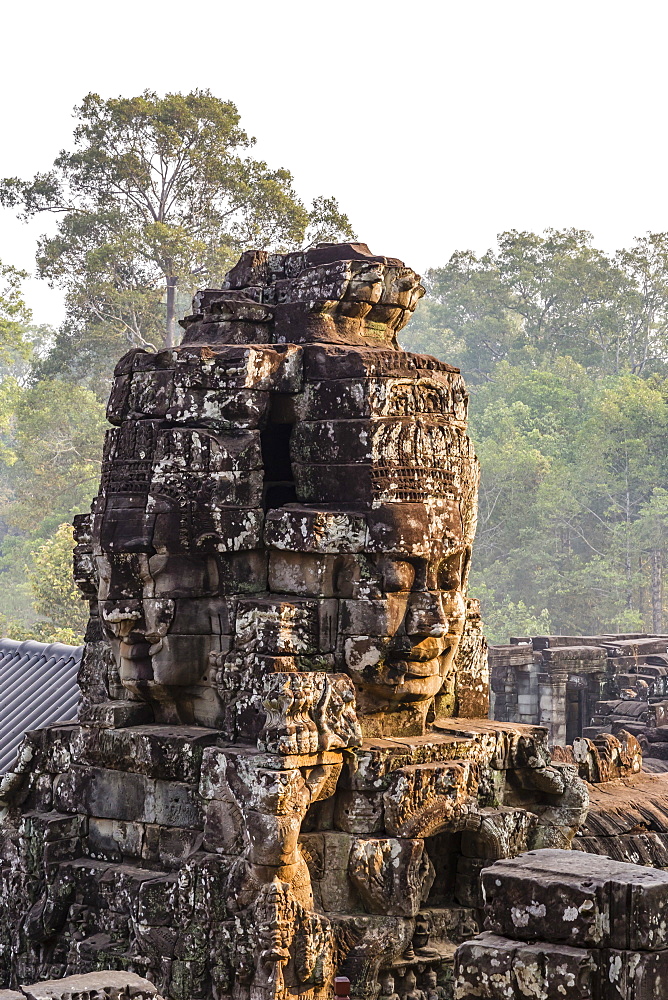 Four-faced towers in Prasat Bayon, Angkor Thom, Angkor, UNESCO World Heritage Site, Siem Reap, Cambodia, Indochina, Southeast Asia, Asia