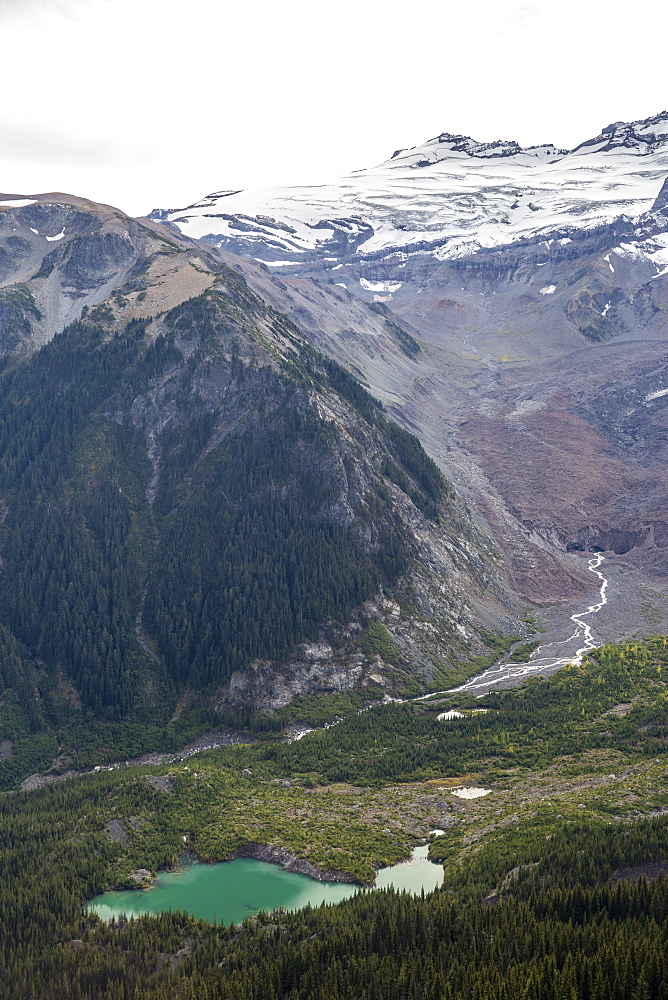 Meltwater lake on Mount Rainier from the Burroughs Mountain Trail, Mount Rainier National Park, Washington State, United States of America, North America