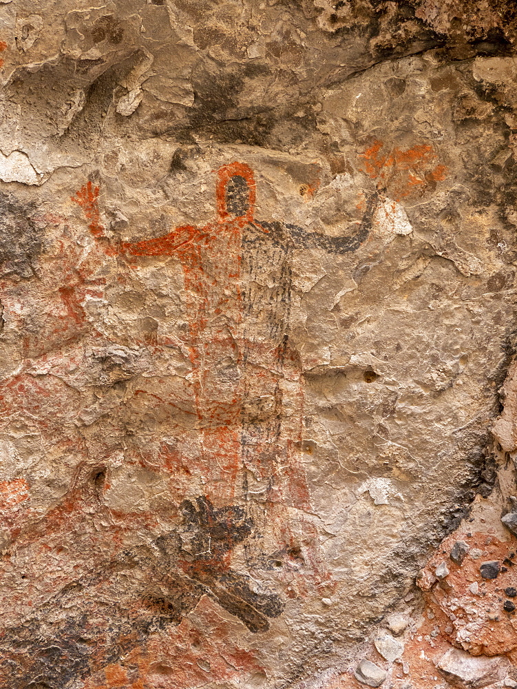 Rock art pictographs of the Cochimi people, Cueva del Raton, UNESCO World Heritage Site, Sierra de San Francisco, Baja California Sur, Mexico, North America