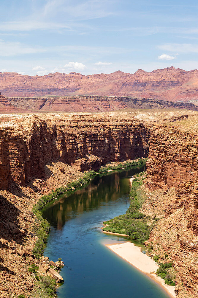 View of the Colorado River from the Glen Canyon Dam Bridge on Highway 89, Arizona, United States of America, North America