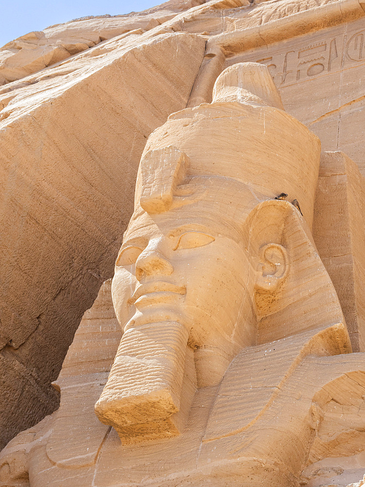 Detail of The Great Temple of Abu Simbel with its iconic 20 meter tall seated colossal statues of Ramses II (Ramses The Great), UNESCO World Heritage Site, Abu Simbel, Egypt, North Africa, Africa