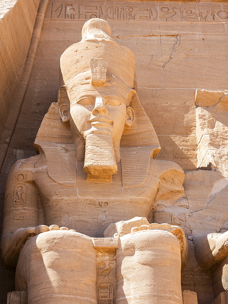 The Great Temple of Abu Simbel with its four iconic 20 meter tall seated colossal statues of Ramses II (Ramses The Great), UNESCO World Heritage Site, Abu Simbel, Egypt, North Africa, Africa