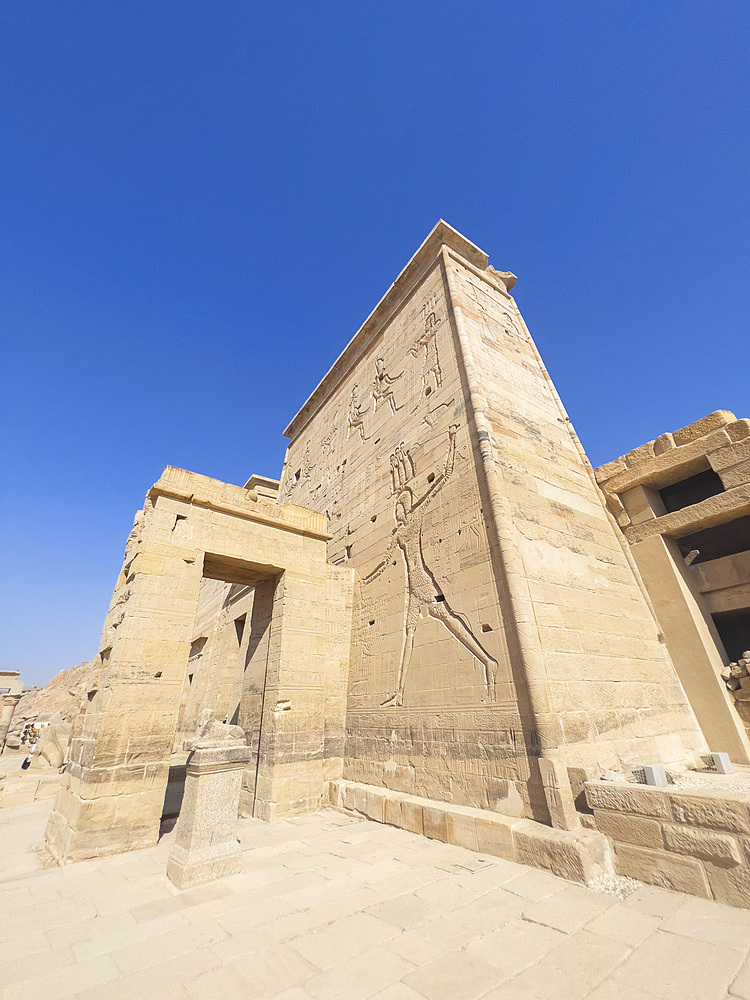 The Philae temple complex, The Temple of Isis, UNESCO World Heritage Site, currently on the island of Agilkia, Egypt, North Africa, Africa