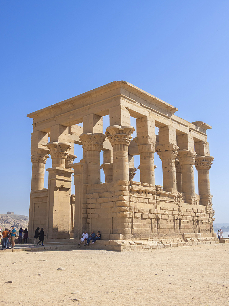 Columns at the Philae temple complex, The Temple of Isis, UNESCO World Heritage Site, currently on the island of Agilkia, Egypt, North Africa, Africa