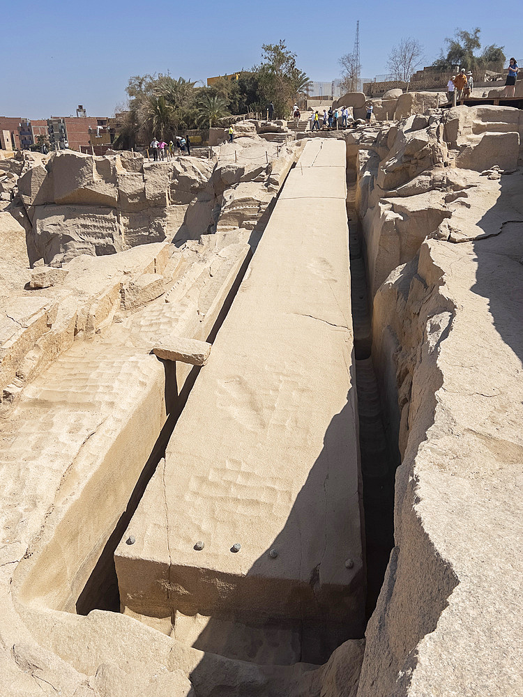 The unfinished obelisk, the largest known ancient obelisk, located in the stone quarries in Aswan, Egypt, North Africa, Africa